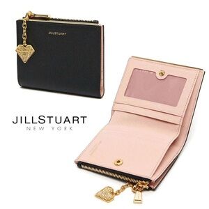 Jill Stuart Black / Pink Compact Bi-Fold Wallet